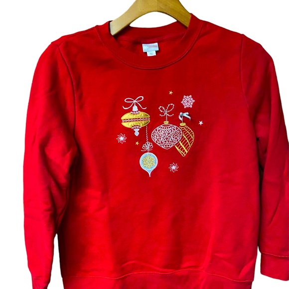 Holiday Editions | Tops | Holiday Editions Sweatshirt Red Bulbs Bling Size  M | Poshmark